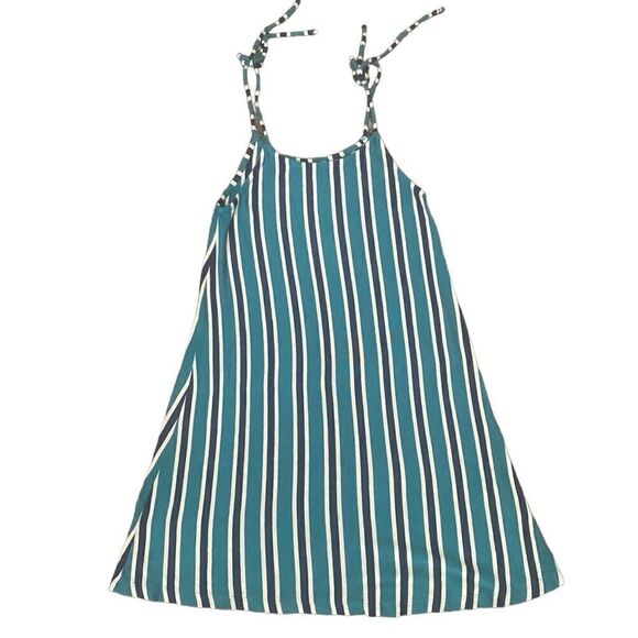 Zara Trafaluc Green/Navy Striped Knit Slip Dress. Size Small. - Picture 3 of 11